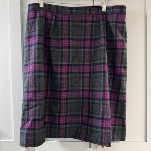Vintage Pendleton Wool‎ Plaid Midi Skirt Gray Purple size 14 academia preppy